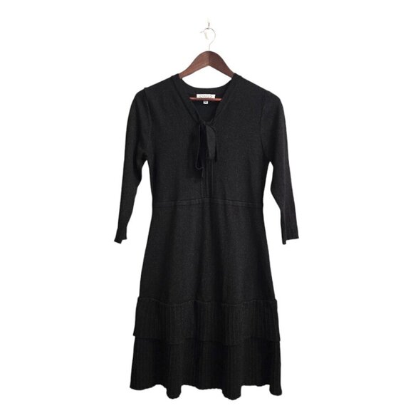 Nanette Lepore Gabriella Sweater Dress In Very Pretty Black Sz M - Picture 1 of 9